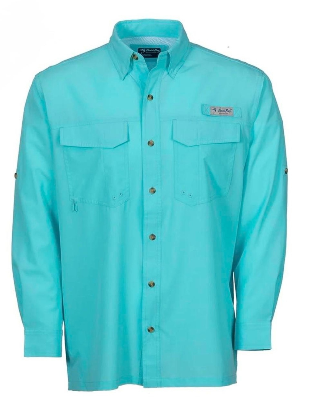 Bimini Bay Men's Aqua Vented Fishing Shirt Long Sleeve Nylon Button Up Outdoor M